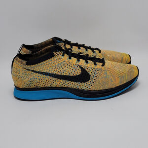 Nike Flyknit Racer Sherbet Bright Citrus Blue Lagoon Trainers 526628-800 Sz 7.5